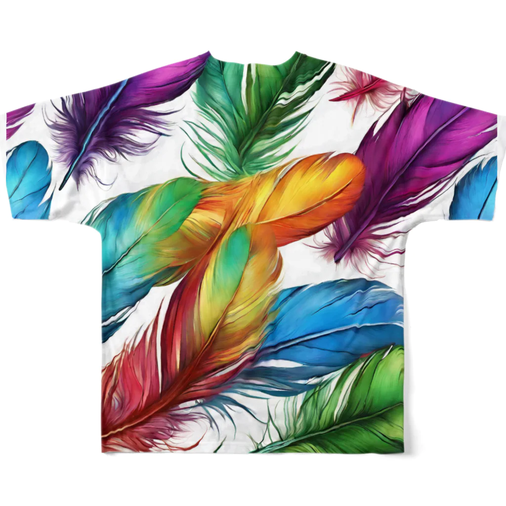 Tyapi_のビビットカラー 羽 フルグラフィックTシャツの背面