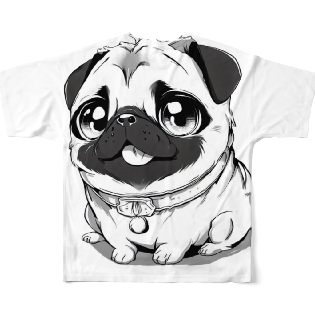 furebuhi　clubのＬＯＶＥＬＹ　ＰＵＧ（ラブリーパグ） フルグラフィックTシャツの背面