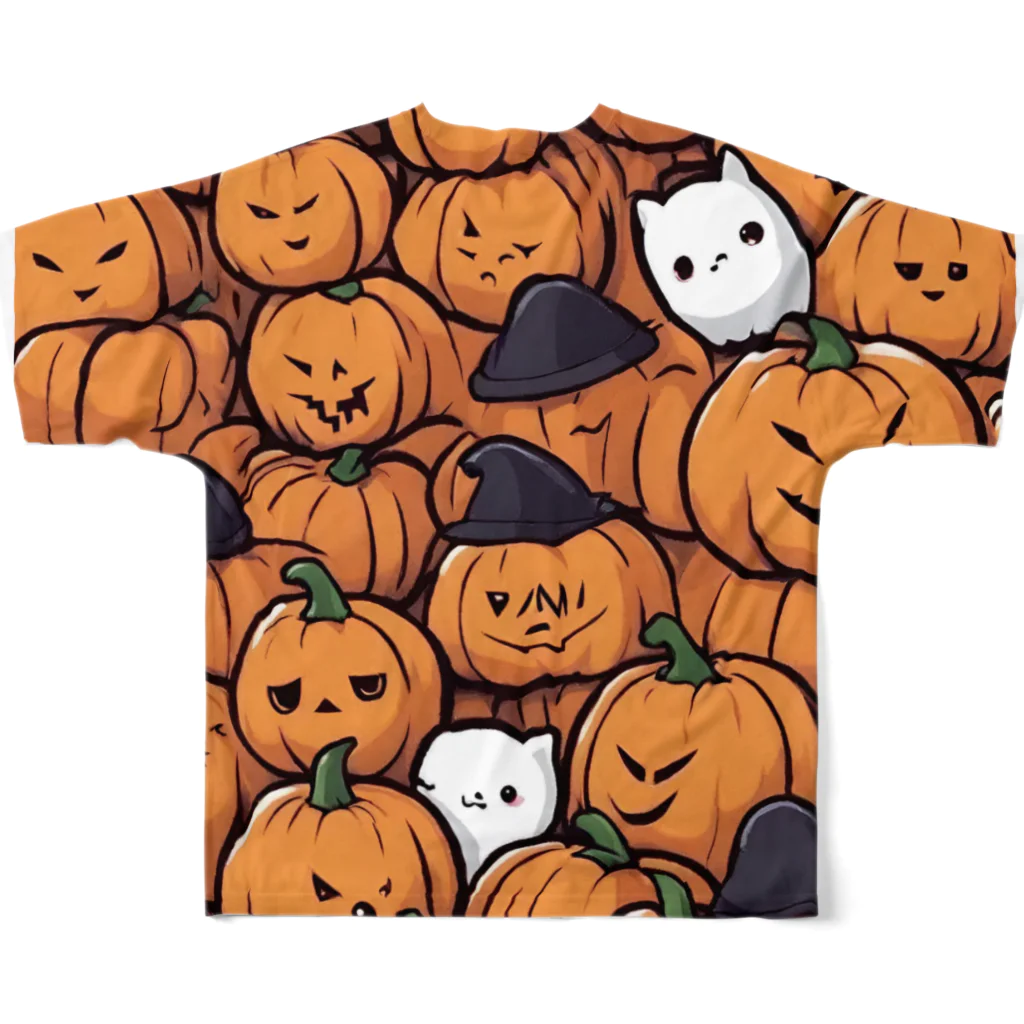 カツヒサ☆のハロウィン　かぼちゃグッズ All-Over Print T-Shirt :back