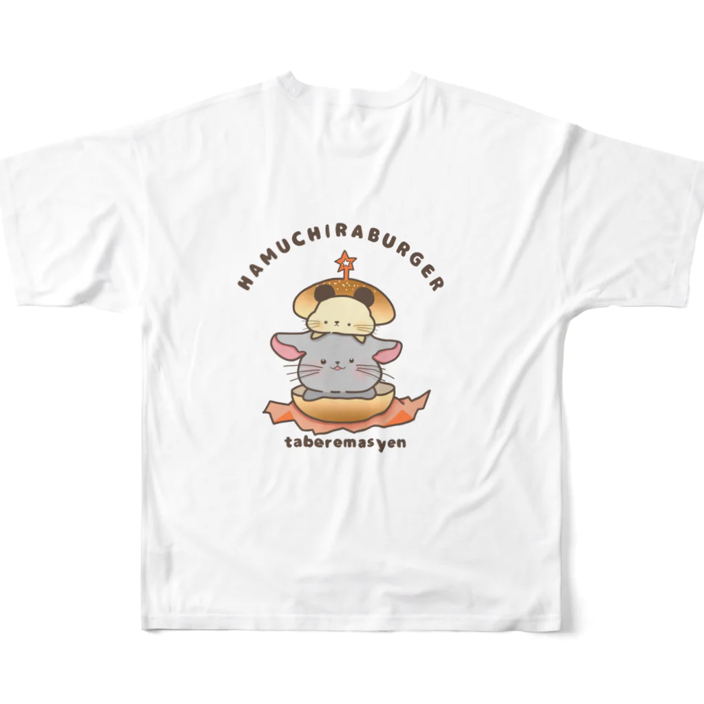 ハムスターとチンチラ kinchan_kohakuのはむちらバーガー【⠀チンチラ・ハムスター】 All-Over Print T-Shirt :back