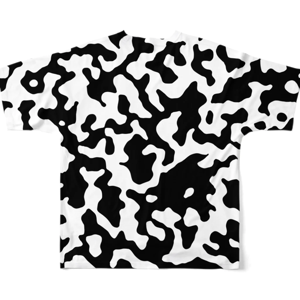 犬田猫三郎のホルスタイン迷彩 フルグラフィックTシャツの背面