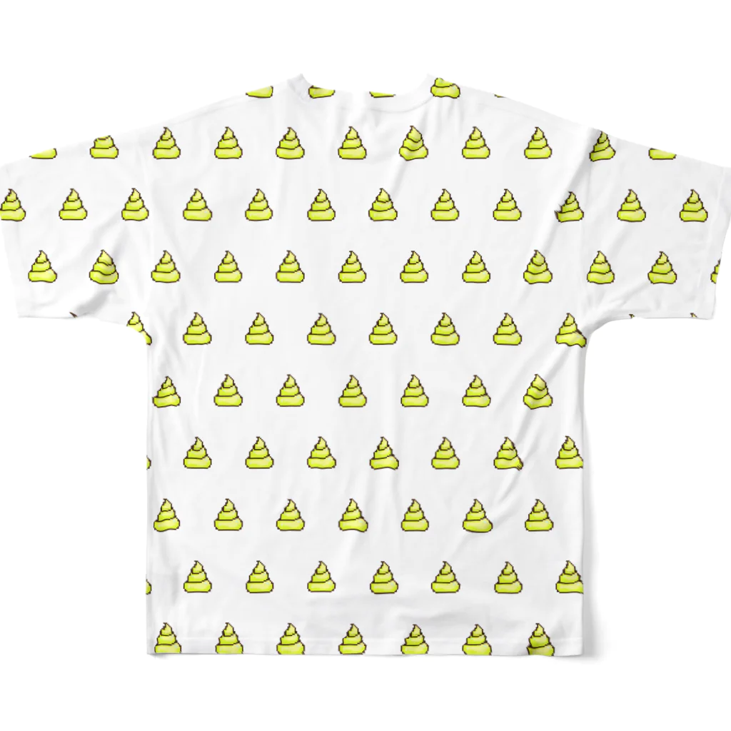 Pixel Poopのうんちパターン（イエロー）| Poop pattern (Yellow) All-Over Print T-Shirt :back