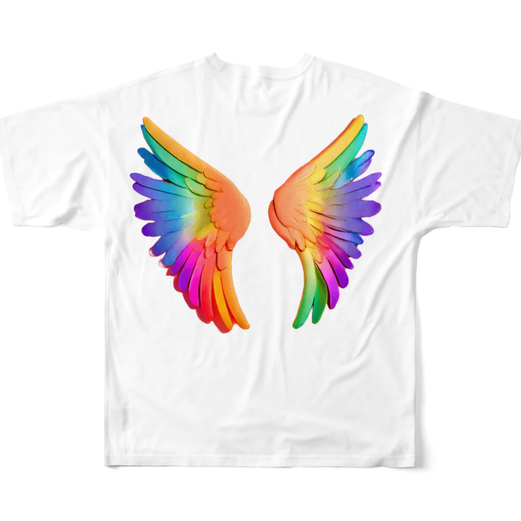 xaipxのレインボーエンジェルの羽 フルグラフィックTシャツの背面