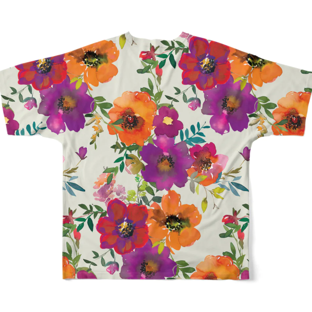 Nature’s Bloom のflower（P22-p2） フルグラフィックTシャツの背面