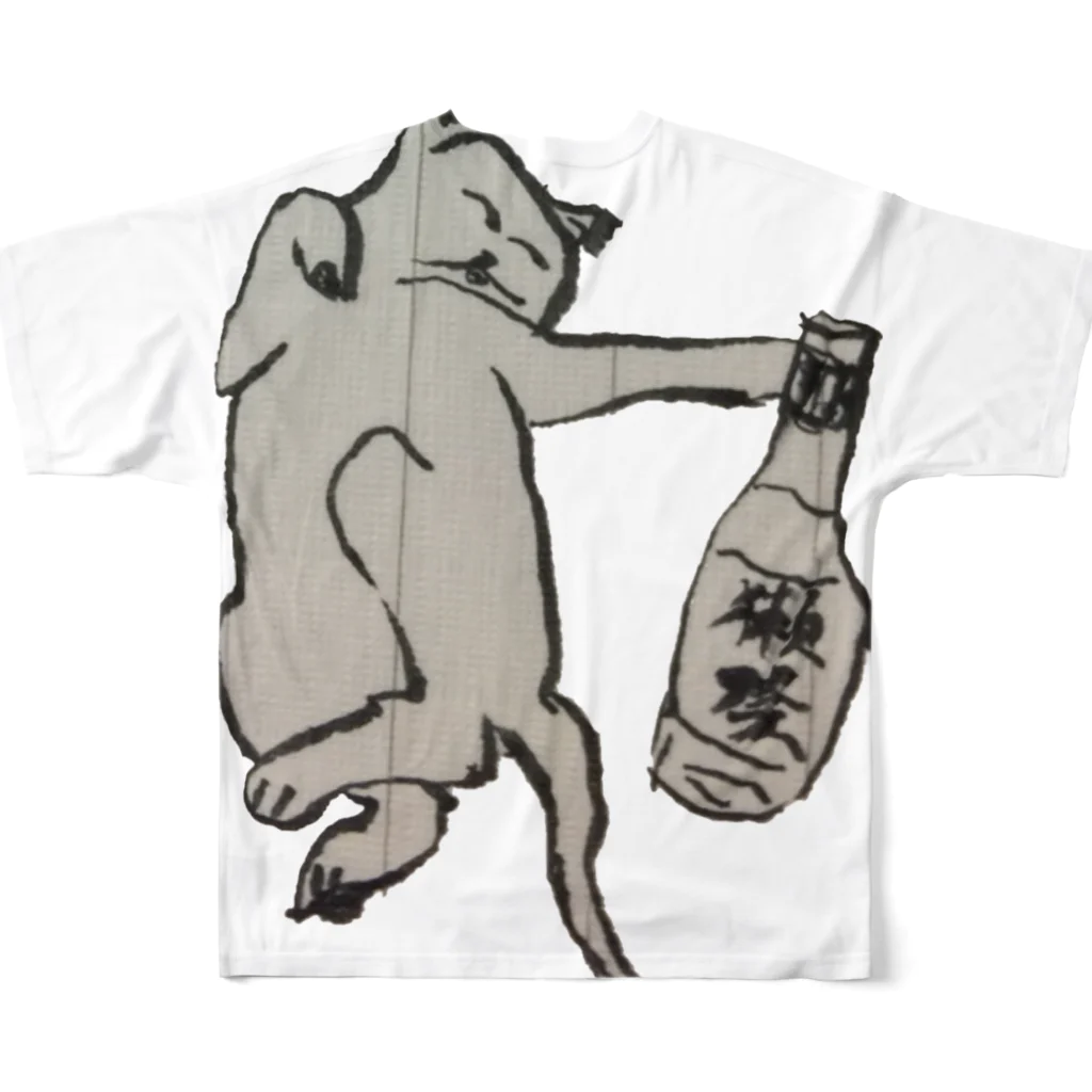 Hoshino Asato.のDrunk cat フルグラフィックTシャツの背面