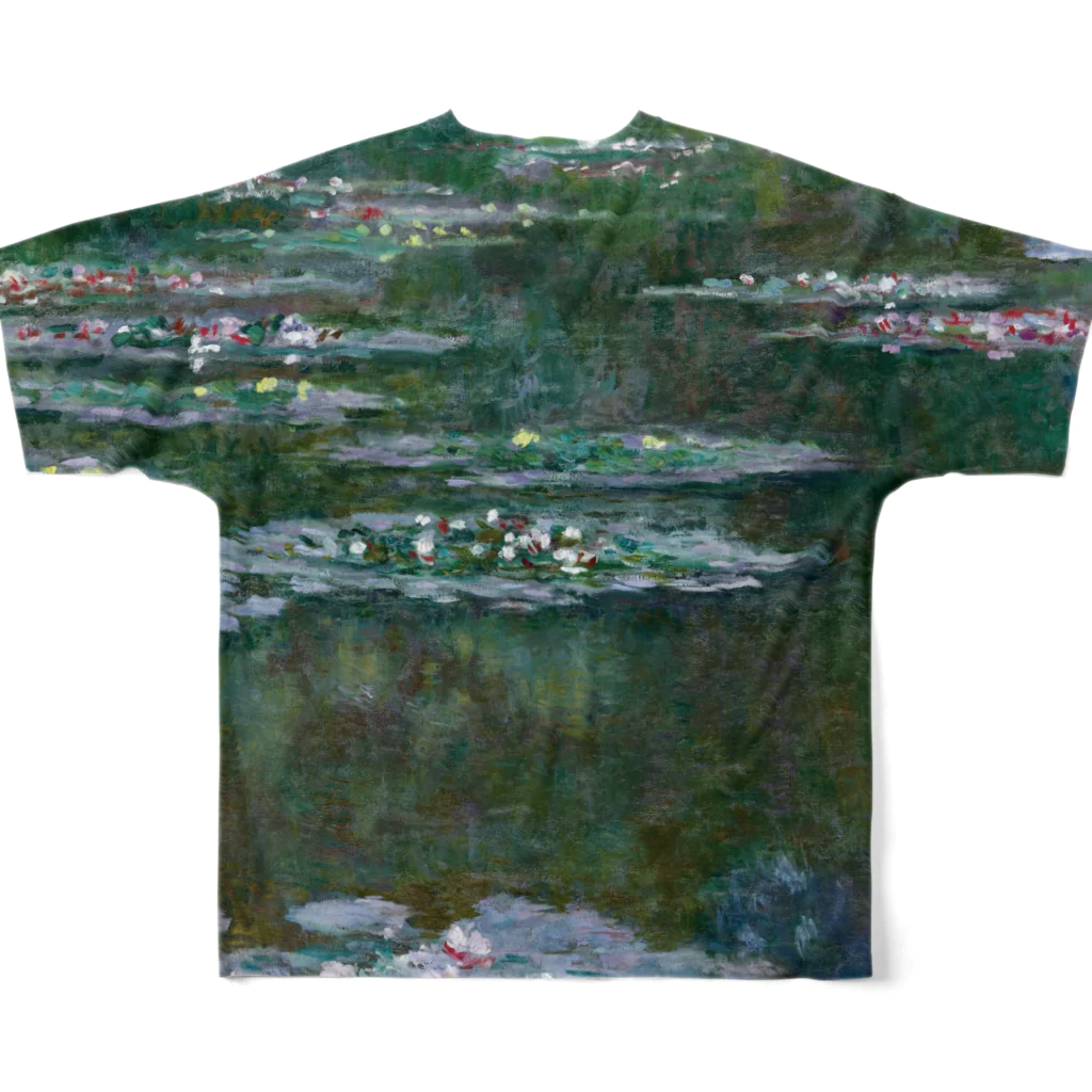 名画館のモネ「睡蓮②」　クロード・モネの絵画【名画】睡蓮シリーズ All-Over Print T-Shirt :back