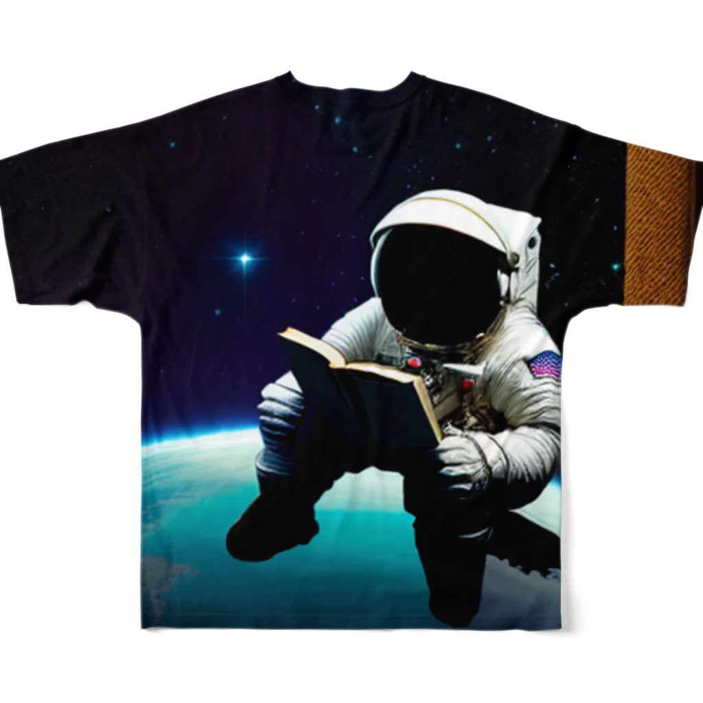 宇宙開発デザイン科の本の虫 フルグラフィックTシャツの背面