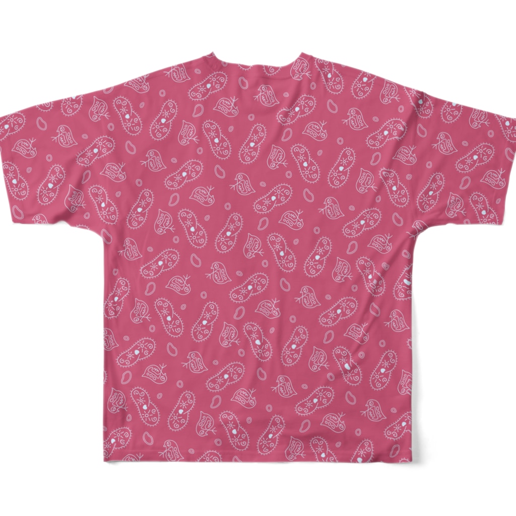 B-catの微生物パターン赤_フルグラTシャツ All-Over Print T-Shirt :back