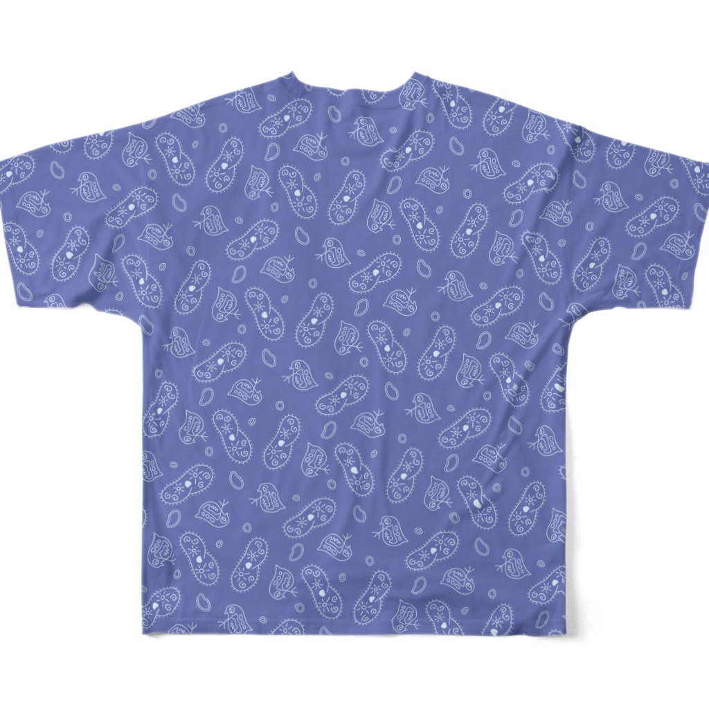 B-catの微生物パターン青_フルグラTシャツ All-Over Print T-Shirt :back