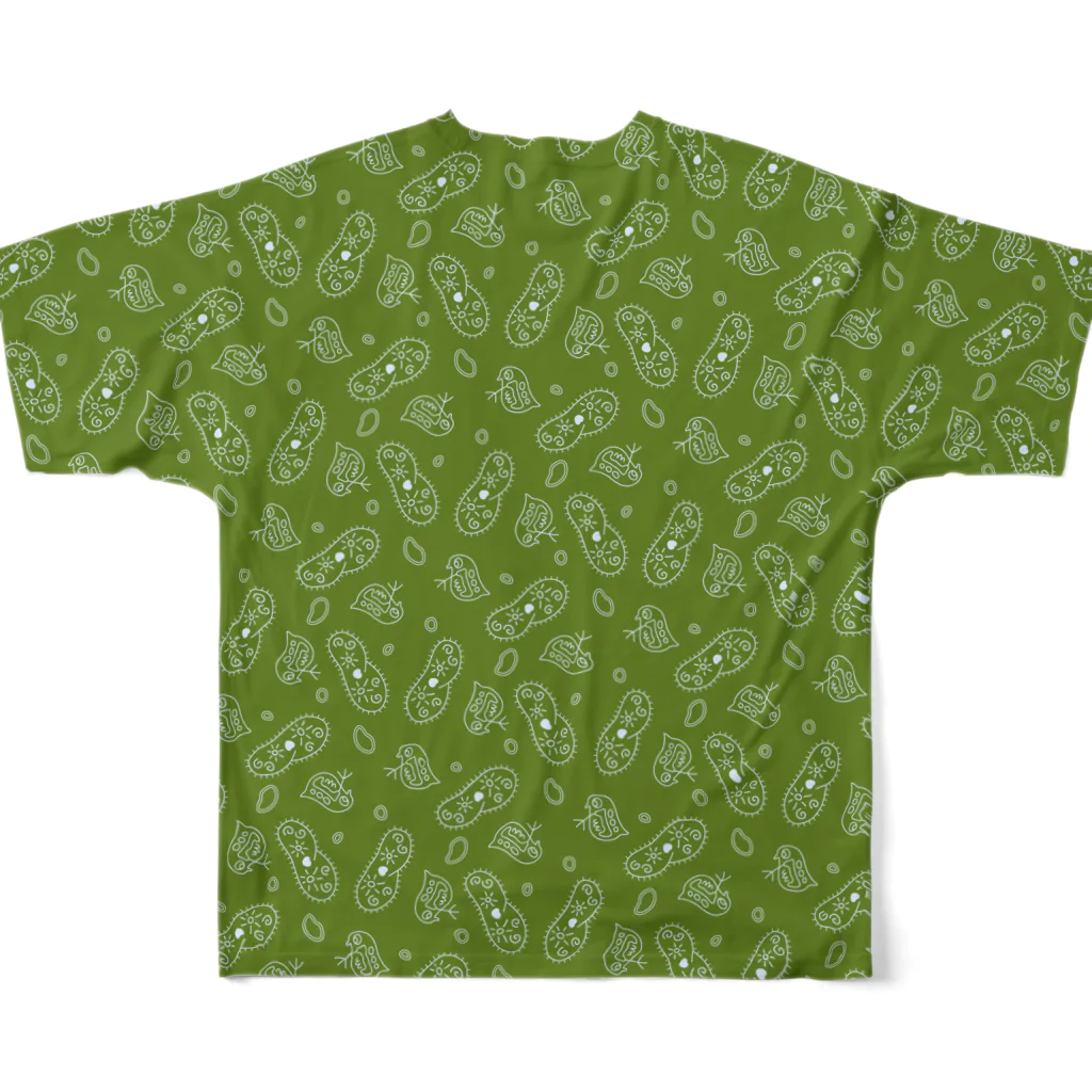 B-catの微生物パターン緑_フルグラTシャツ フルグラフィックTシャツの背面