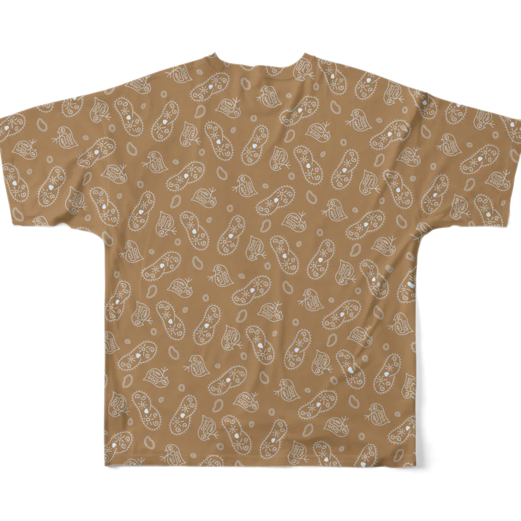 B-catの微生物パターン茶_フルグラTシャツ フルグラフィックTシャツの背面