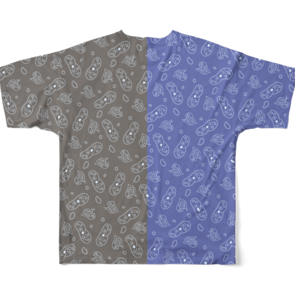 B-catの微生物パターン青と灰_フルグラTシャツ All-Over Print T-Shirt :back