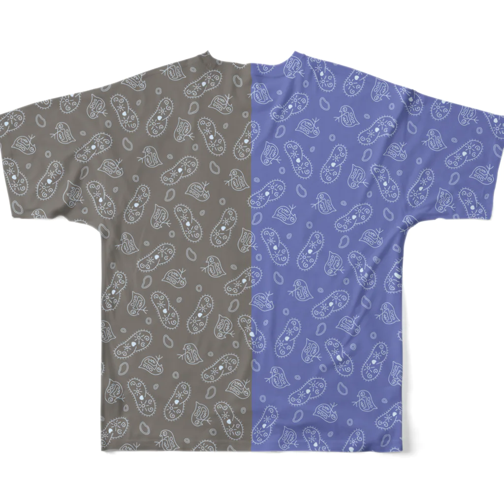 B-catの微生物パターン青と灰_フルグラTシャツ フルグラフィックTシャツの背面