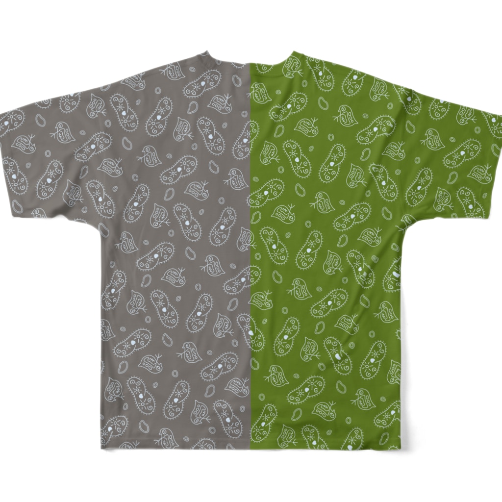 B-catの微生物パターン緑と灰_フルグラTシャツ All-Over Print T-Shirt :back
