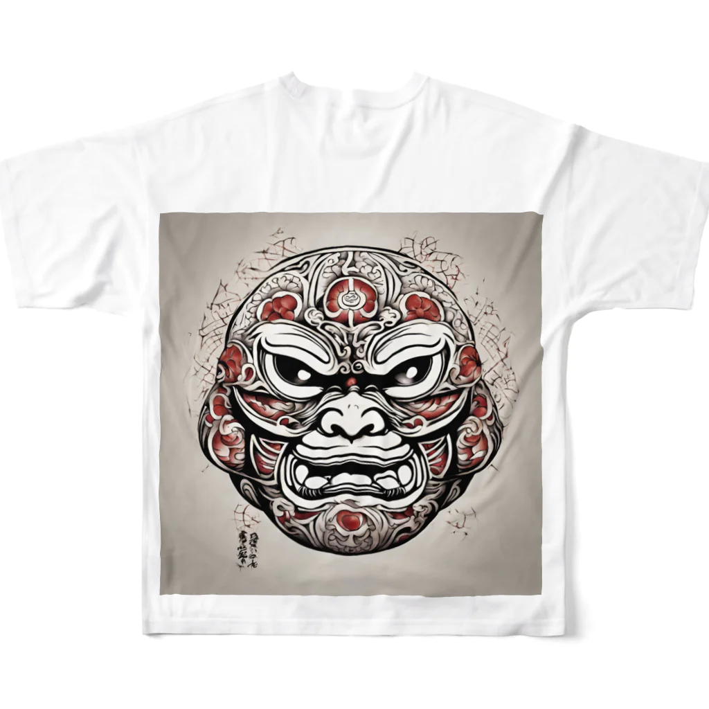 達磨(だるま)アーティストDARUMA-MAのゴリ達磨001【DARUMA-MA】 フルグラフィックTシャツの背面