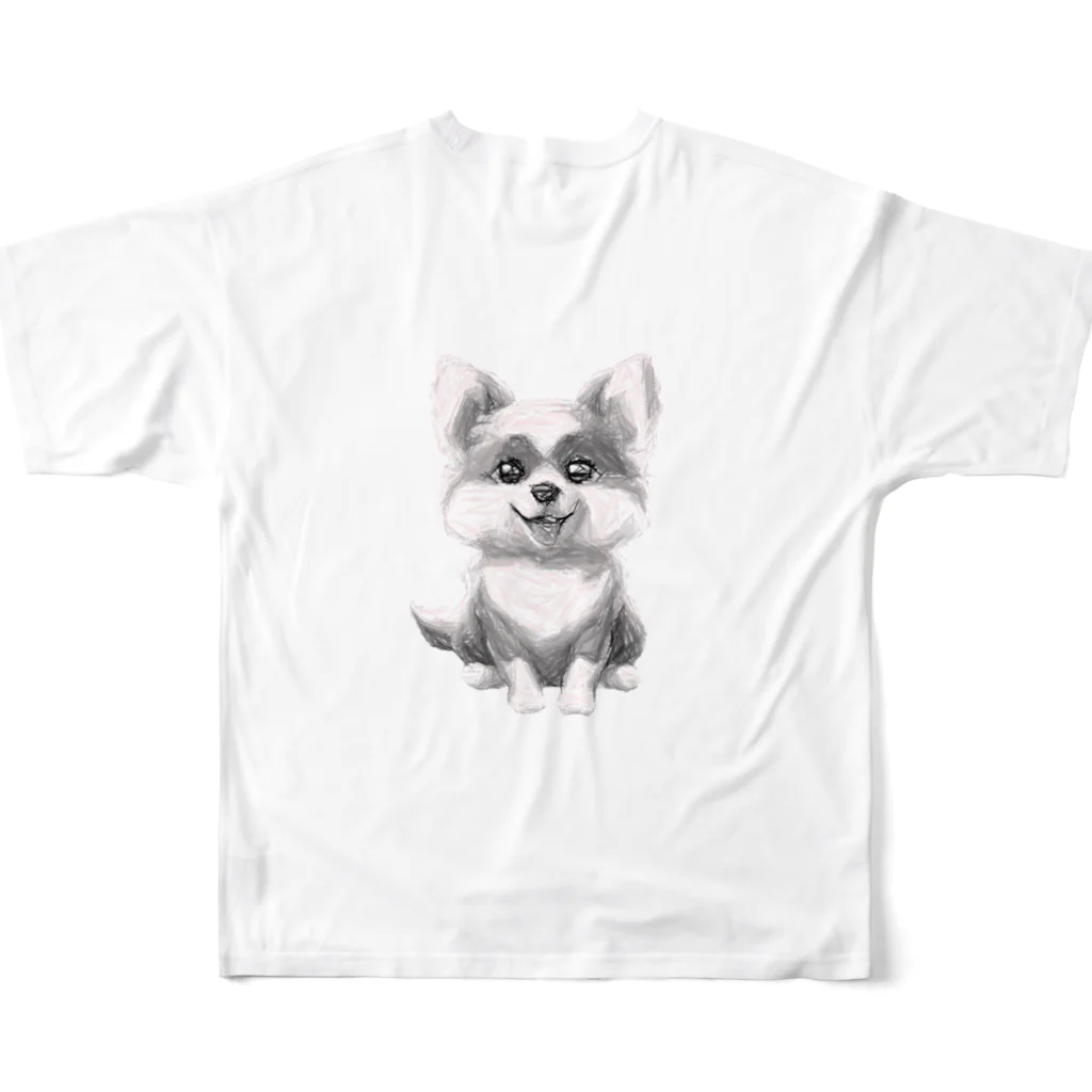 garireoの飼い主を待っている犬 フルグラフィックTシャツの背面