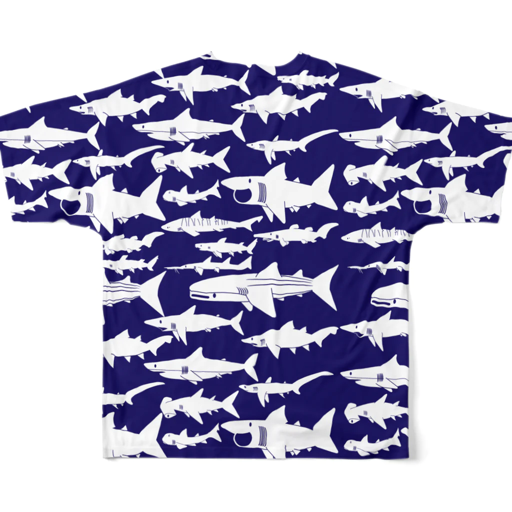 図鑑Tのスズリのサメいっぱい All-Over Print T-Shirt :back