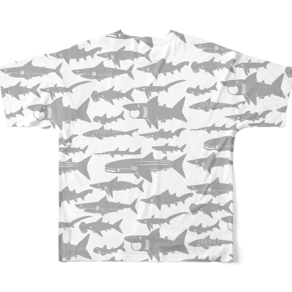 図鑑Tのスズリのサメいっぱい フルグラフィックTシャツの背面