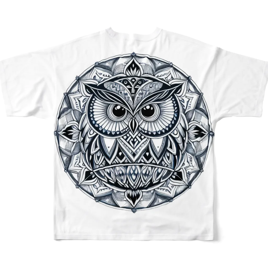 フクロウ堂のフクロウ All-Over Print T-Shirt :back