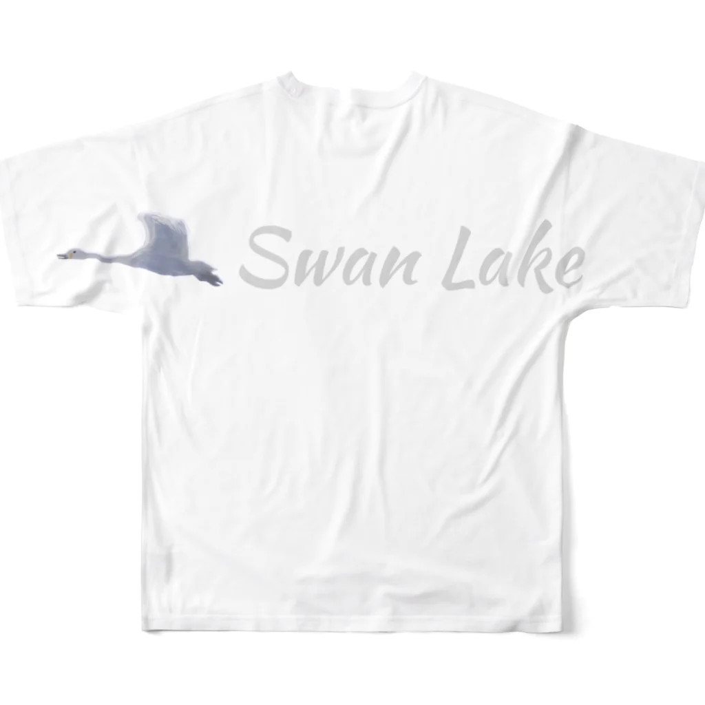 月夜のタツノオトシゴのSwan Lake フルグラフィックTシャツの背面