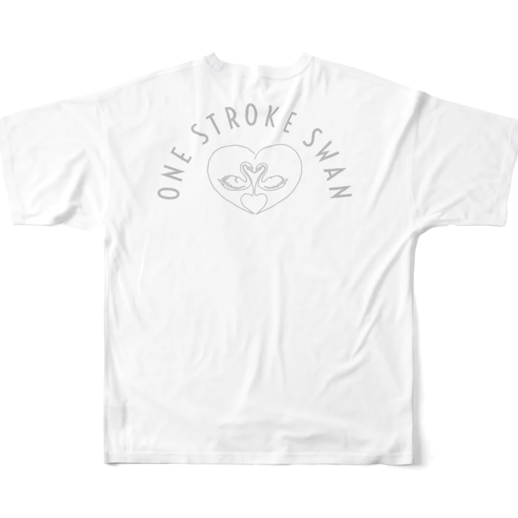 月夜のタツノオトシゴのone stroke swan フルグラフィックTシャツの背面