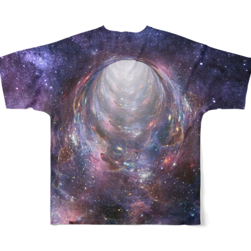 metao dzn【メタヲデザイン】の宇宙TEE005（ホワイトホール） All-Over Print T-Shirt :back