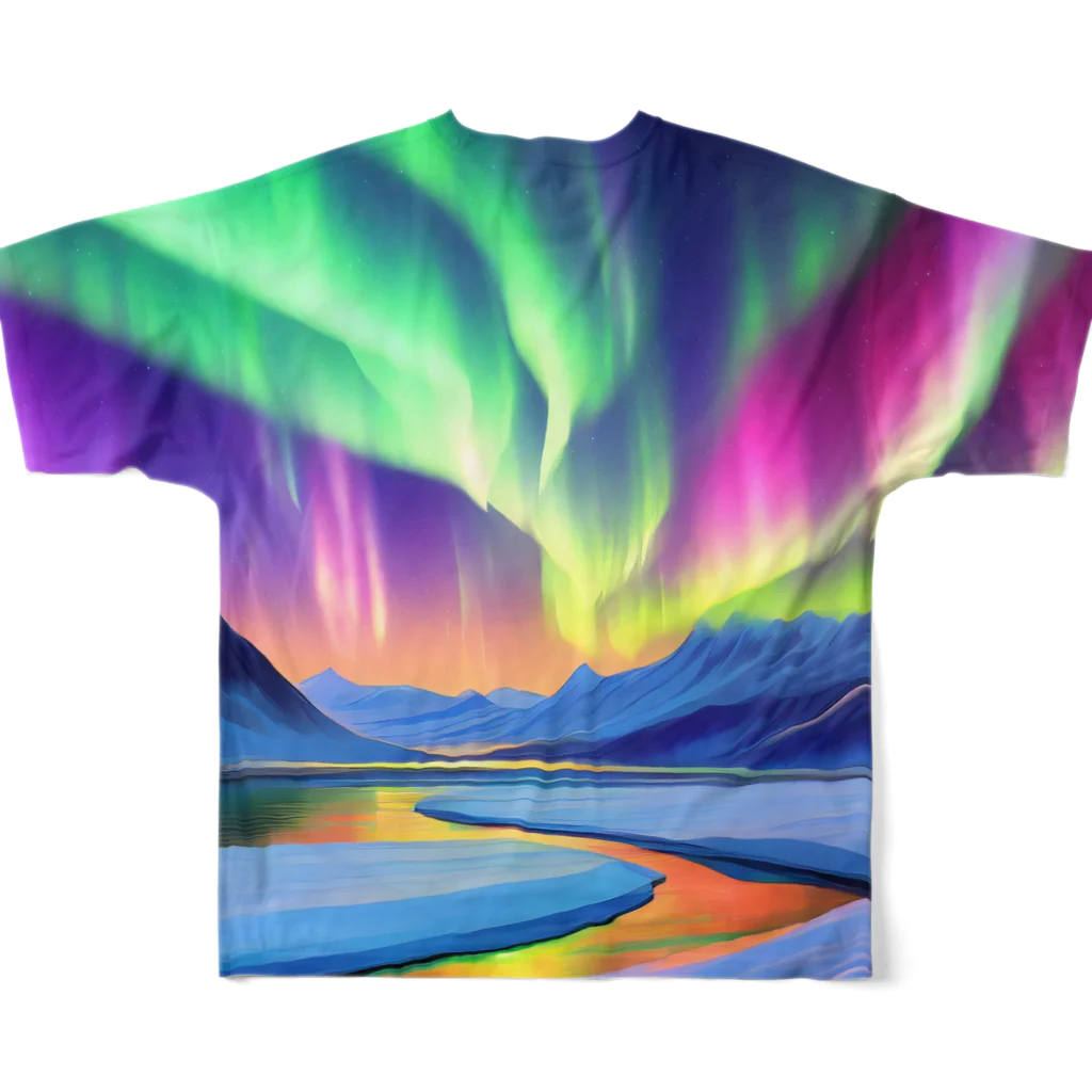 のんびりアート工房の北極のオーロラ All-Over Print T-Shirt :back