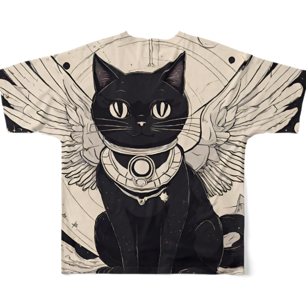 宇宙黒猫キョロちゃんの宇宙黒猫キョロちゃん(ノスタルジー) All-Over Print T-Shirt :back