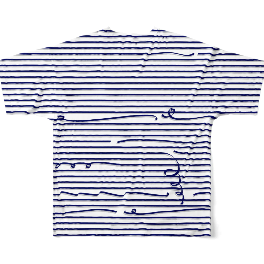 dizzyのNavy Stripes All-Over Print T-Shirt :back