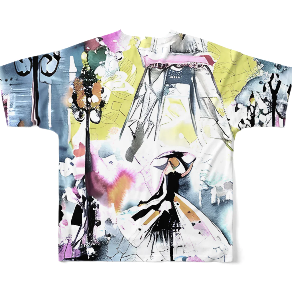 Moichi Designs Shop-2023のパリジェンヌ フルグラフィックTシャツの背面