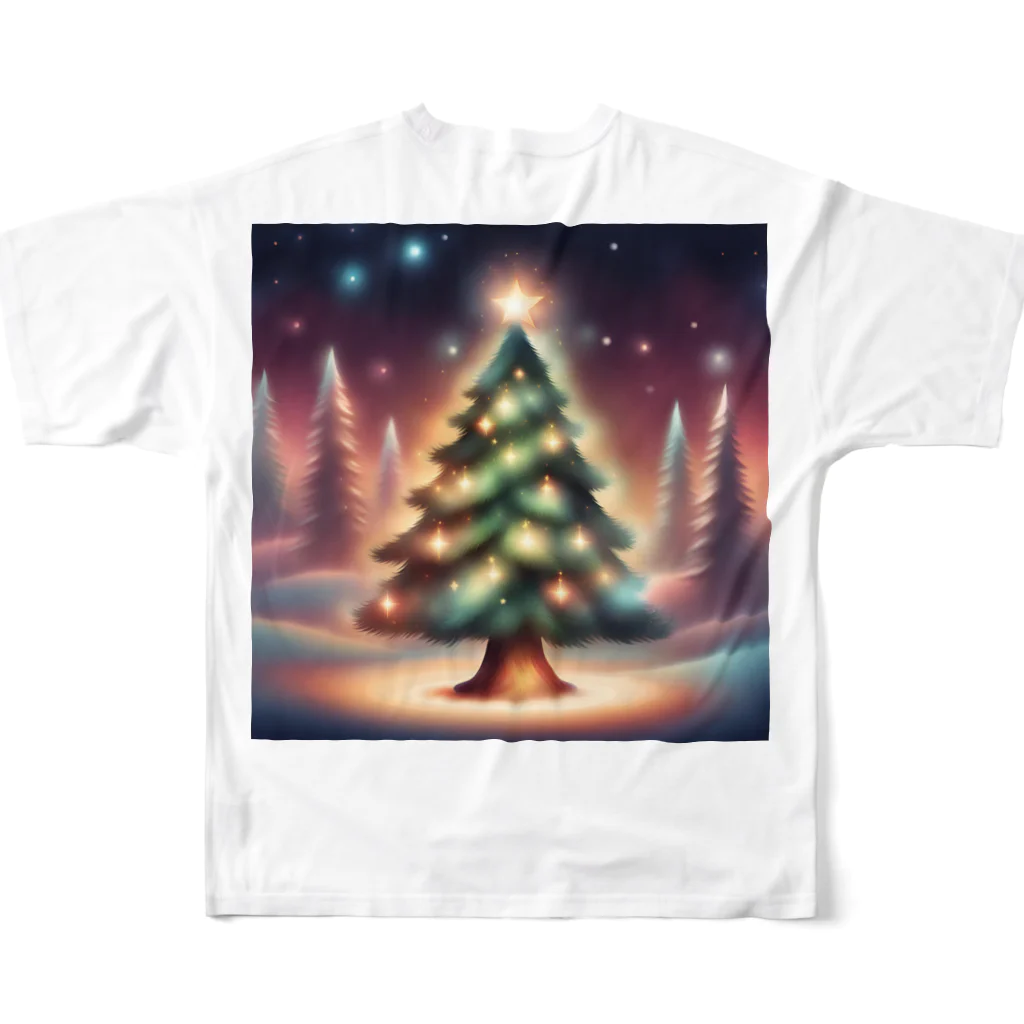 こまさんの幻想的なクリスマスツリー フルグラフィックTシャツの背面