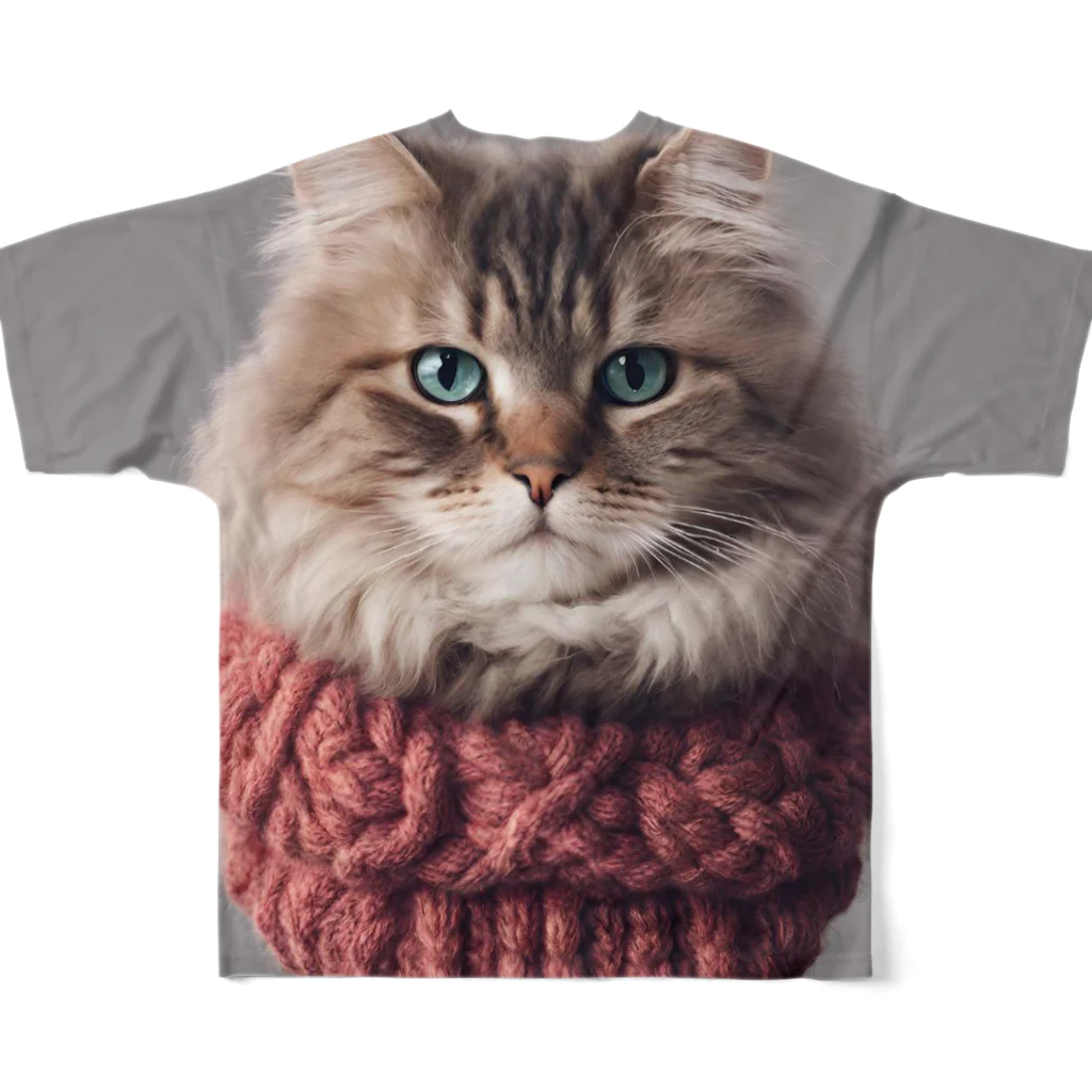 てくのちゃんのサンタを信じてる猫 フルグラフィックTシャツの背面