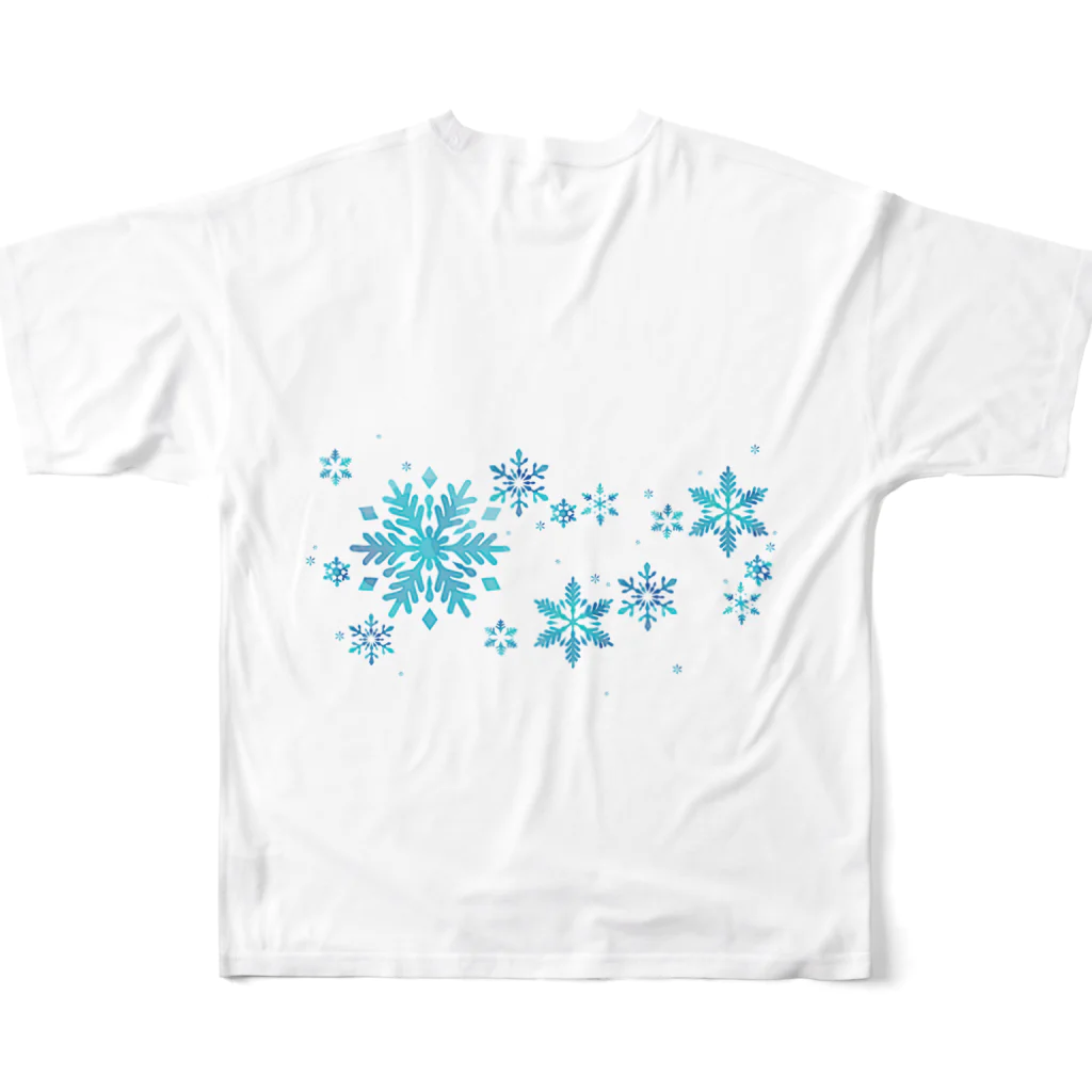 このはな素材屋のグッズ屋の雪もよう008（ターコイズ） フルグラフィックTシャツの背面