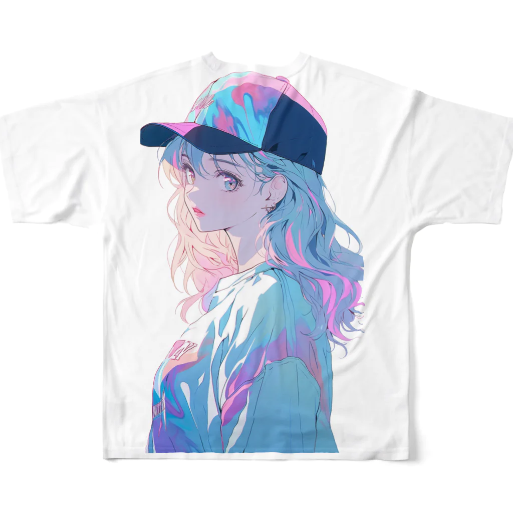 yanagi029の帽子女子 フルグラフィックTシャツの背面