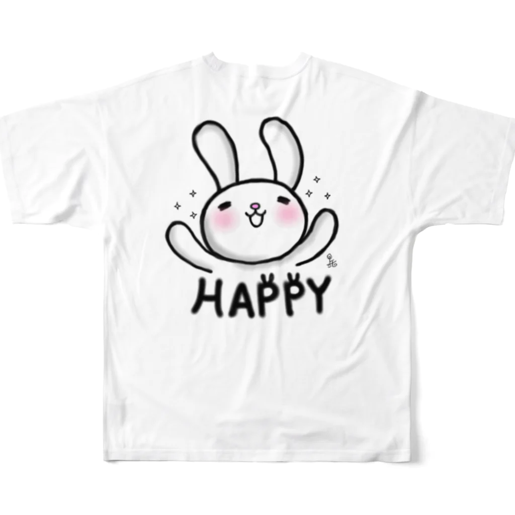 アトリエ トモルのHAPPYお祝いうさぎ All-Over Print T-Shirt :back