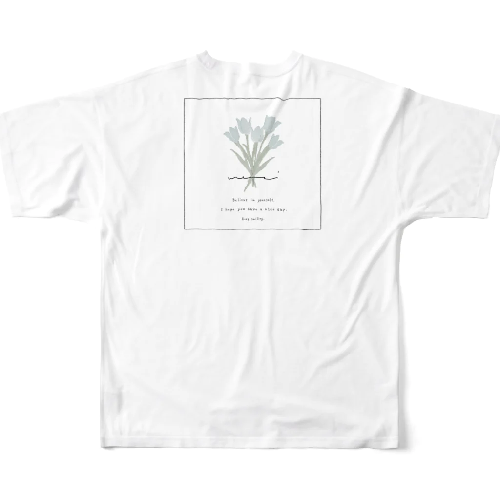 rilybiiの*ミルキーブルーチューリップの花束 フルグラフィックTシャツの背面