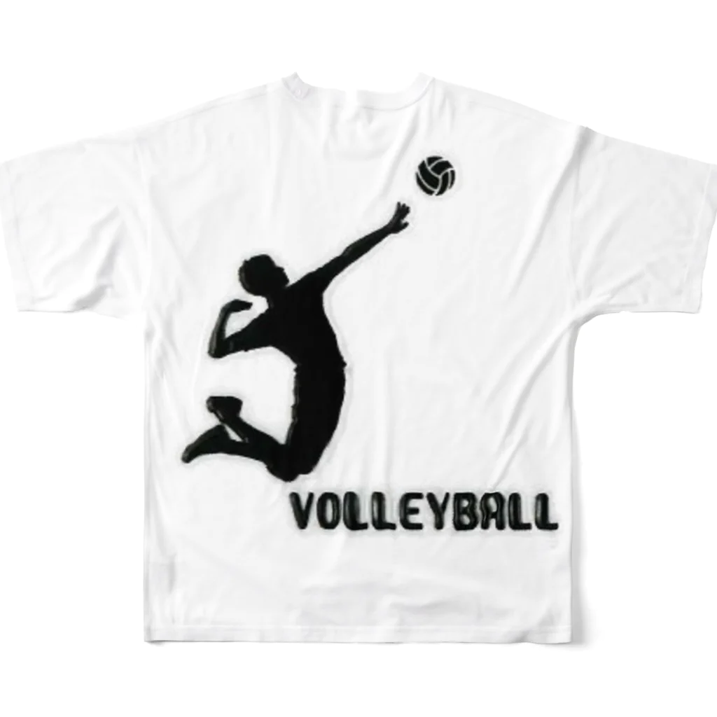 【volleyball online】のバレーボールin東京　プレイをする選手 フルグラフィックTシャツの背面