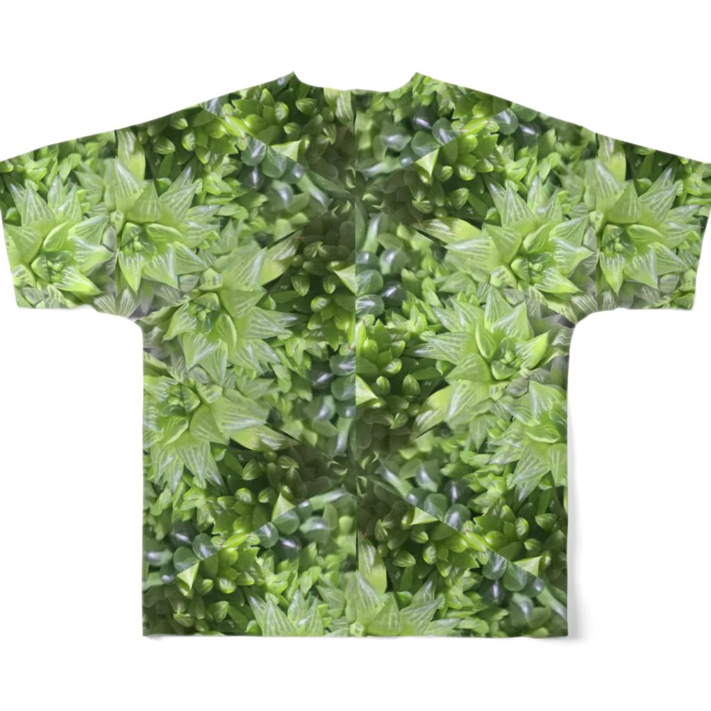 八十屋の多肉植物(ハオルチア) フルグラフィックTシャツの背面