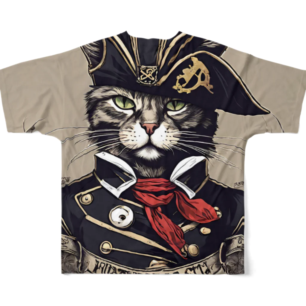 Jj-O_O-Jjの猫海賊団シリーズ★Duke船長 フルグラフィックTシャツの背面