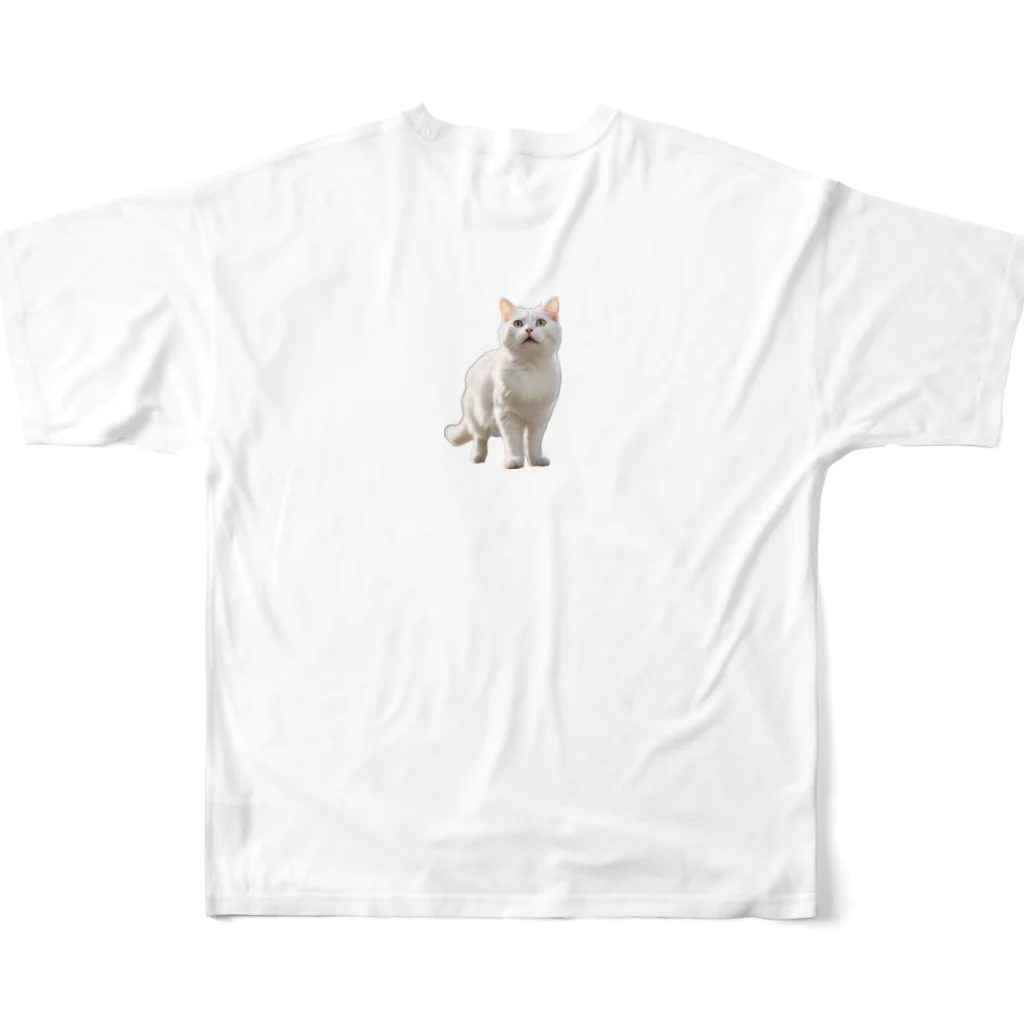 kiryu-mai創造設計の白猫ちゃん All-Over Print T-Shirt :back