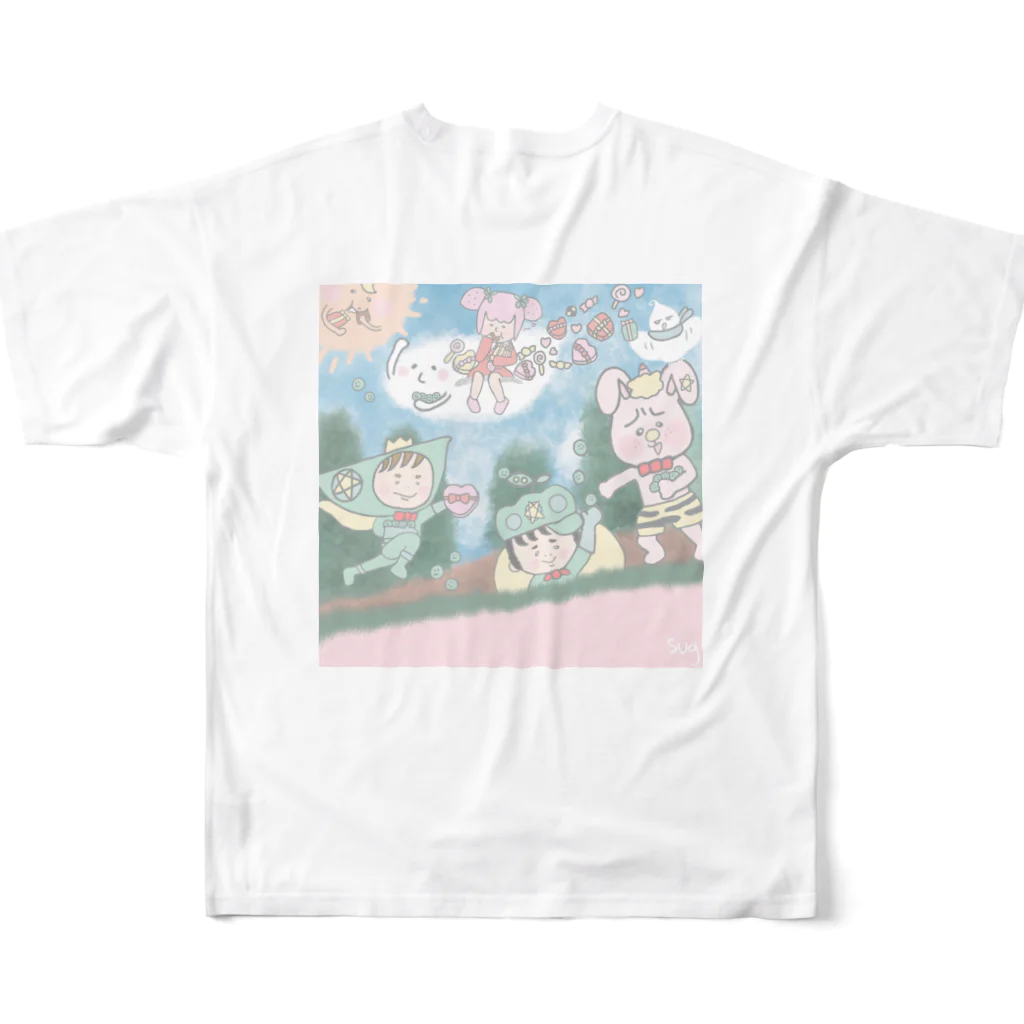 びーんずしょっぷのおにとちょこ フルグラフィックTシャツの背面