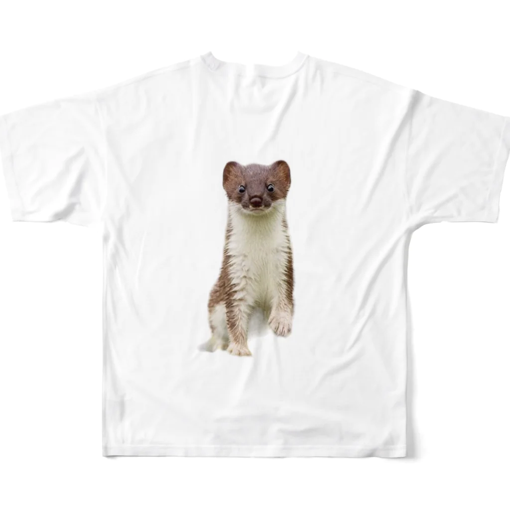 ケアンパグと愉快な仲間達のオコジョくん All-Over Print T-Shirt :back