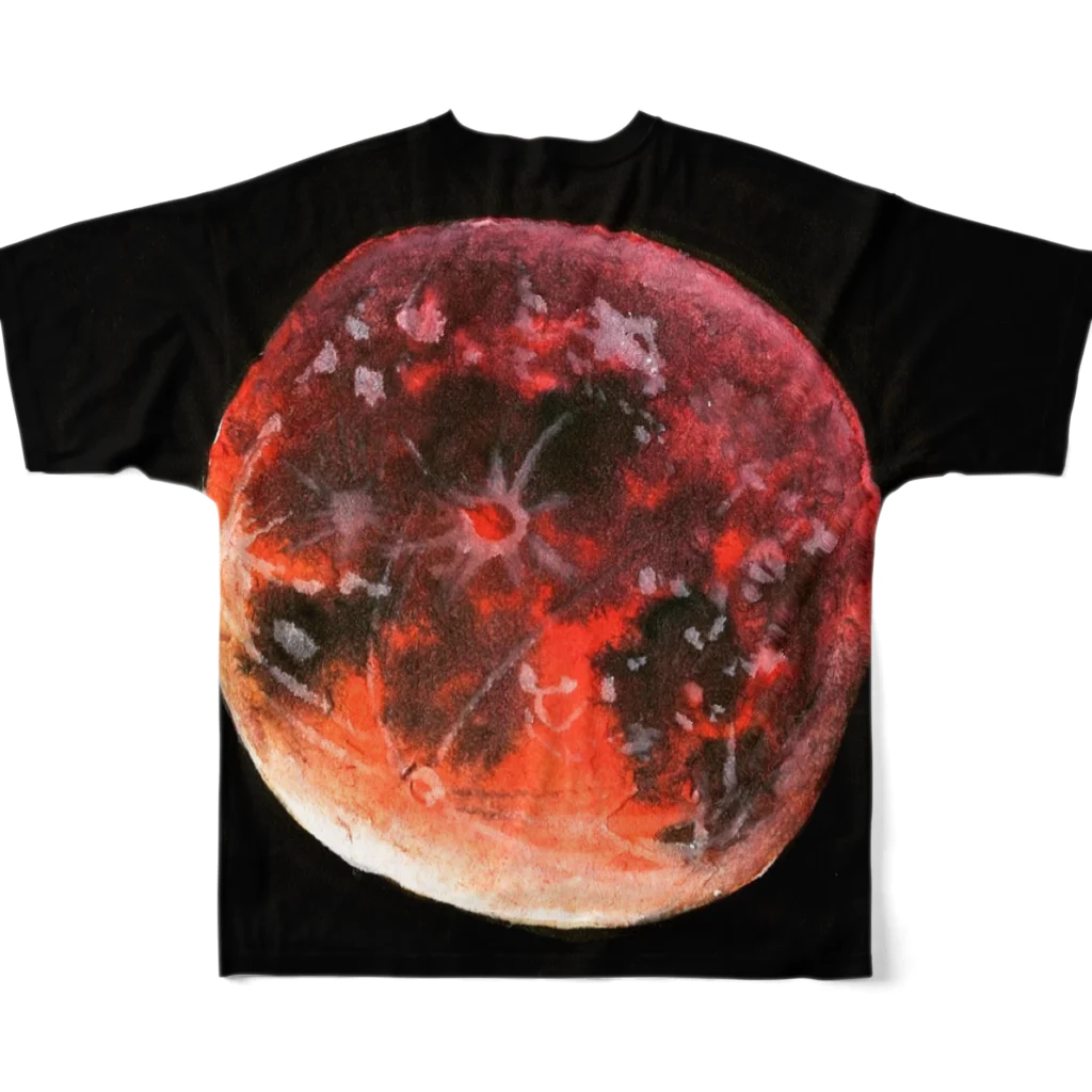 JapaneseArt Yui Shopの皆既月食 All-Over Print T-Shirt :back