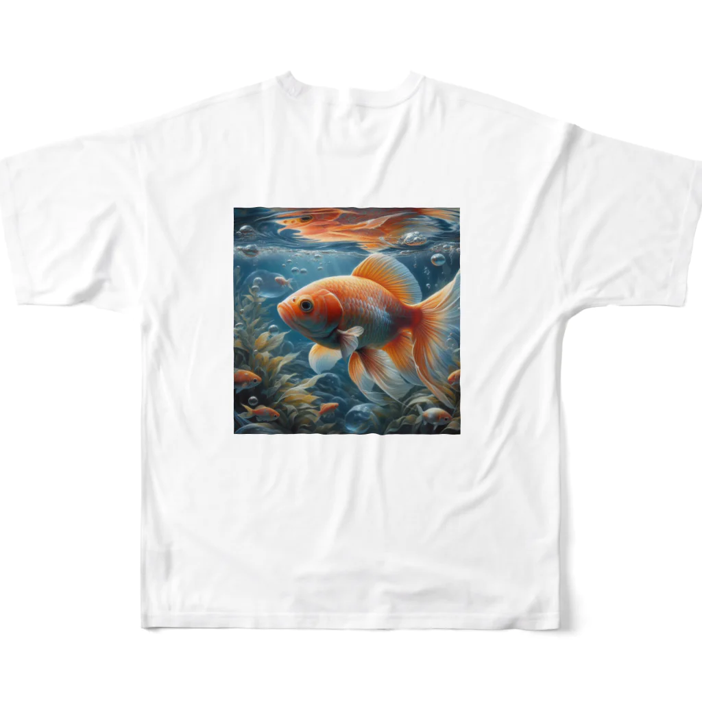 アートフル・メッセンジャーの金運招福金魚様 All-Over Print T-Shirt :back