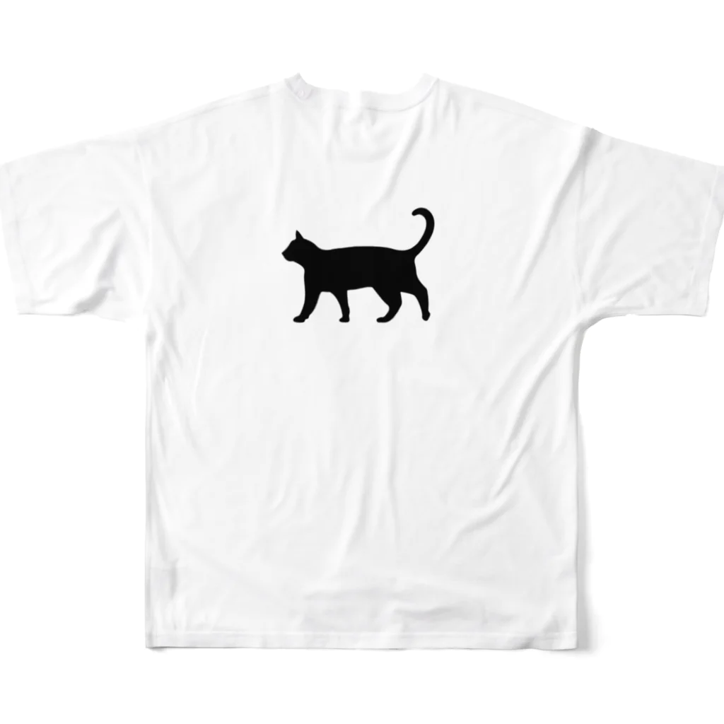 Teatime ティータイムの黒猫は見ていた　ねこ フルグラフィックTシャツの背面