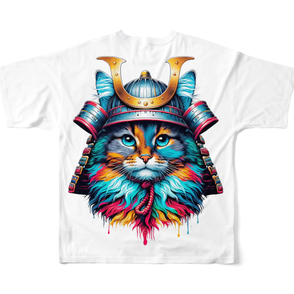 猫武者(NekoMusya)の猫武者 参上！ All-Over Print T-Shirt :back