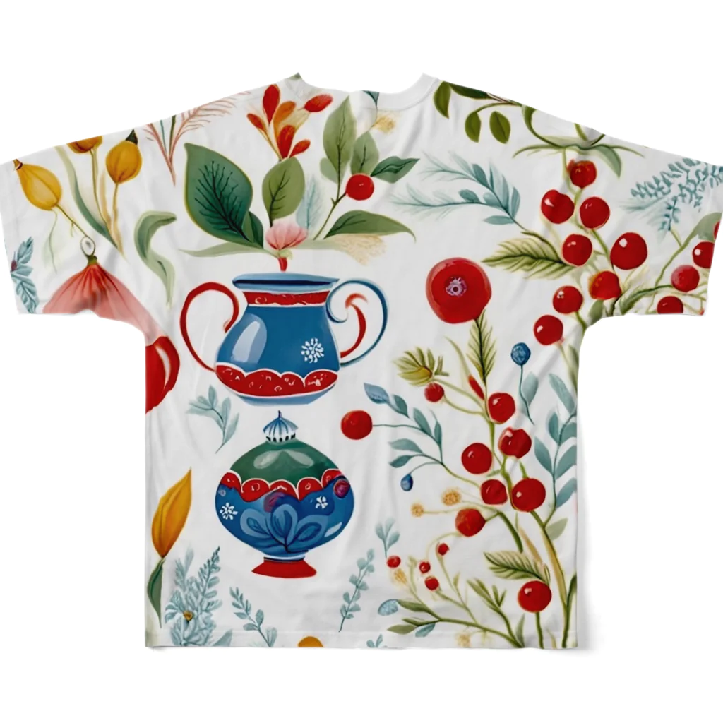 (っ◔◡◔)っ ♥ Le Petit Trésor ♥の花の詩カップ(The Flower Poetry Cup) フルグラフィックTシャツの背面