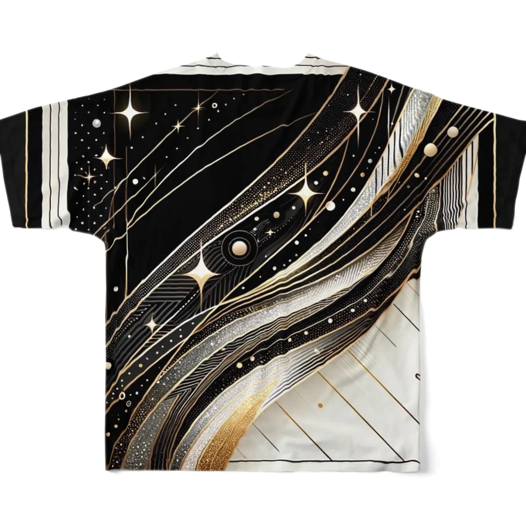 Black_White_Goldの流れ星 All-Over Print T-Shirt :back