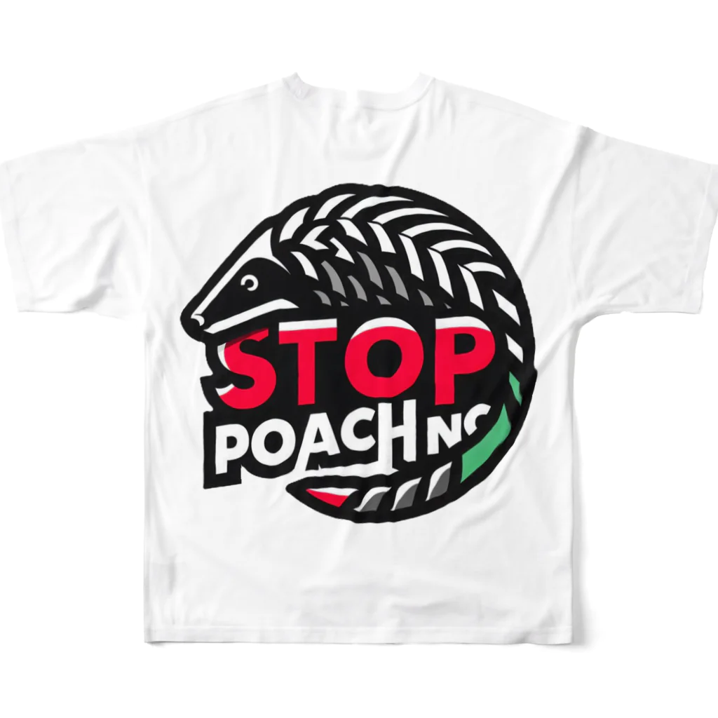 STOP POACHNGのPANGOLIN（センザンコウ） フルグラフィックTシャツの背面