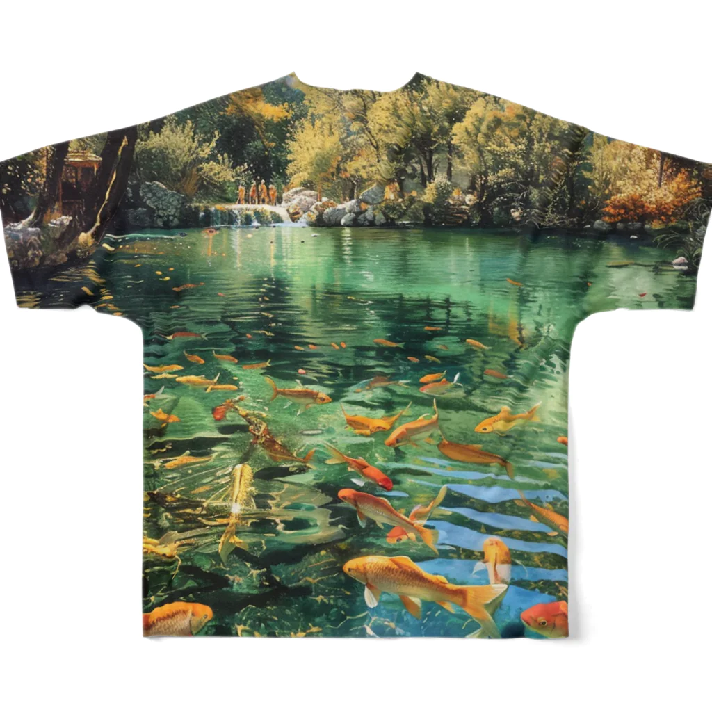 AQUAMETAVERSEの透き通ってる長良川で泳いいる魚たち アメジスト 2846 フルグラフィックTシャツの背面